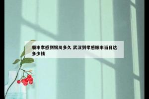 顺丰孝感到银川多久 武汉到孝感顺丰当日达多少钱