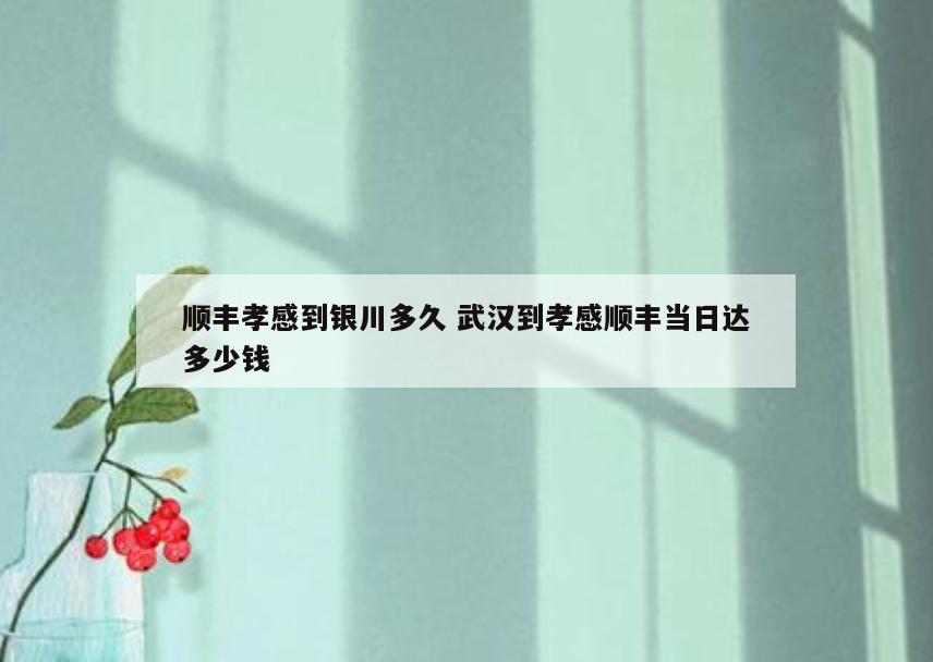 顺丰孝感到银川多久 武汉到孝感顺丰当日达多少钱